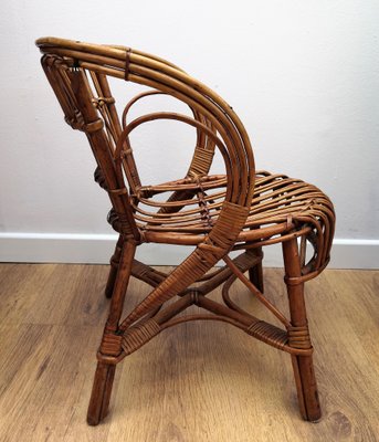 Italian Bamboo and Rattan Children's Mini Hoop Chair, 1960s-EUP-781842