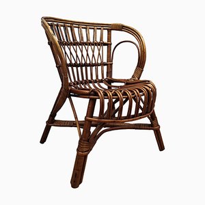 Italian Bamboo and Rattan Children's Mini Hoop Chair, 1960s-EUP-781842