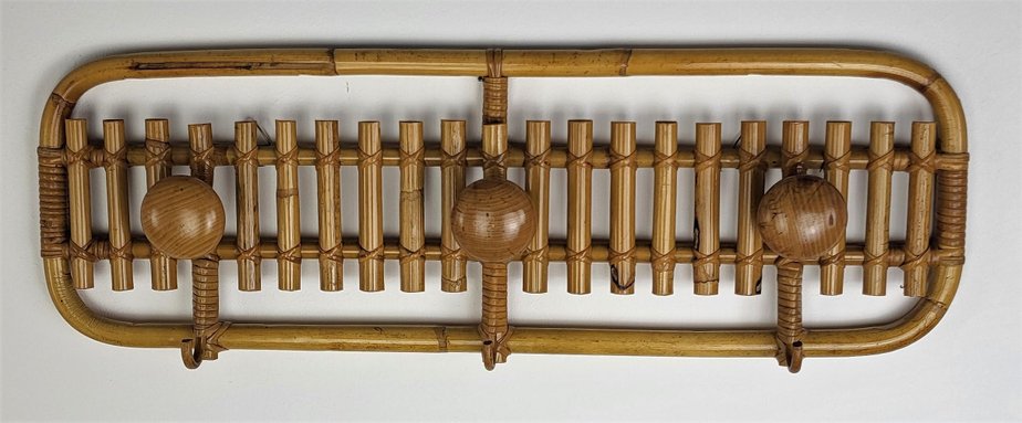 Italian Bamboo and Rattan Coat Hanger, 1960s-EUP-1425852