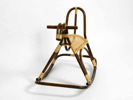 Italian Bamboo and Rattan Rocking Horse Attributed to Franco Albini, 1960s-RR-859597