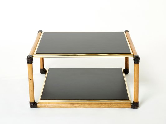 Italian Bamboo, Brass and Wood Side Tables by Alberto Smania, 1970s, Set of 2-YJA-1348792