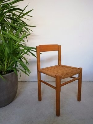 Italian Bamboo & Midollino Table and Chairs, 1970s, Set of 5-UIW-1140212