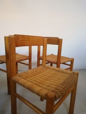 Italian Bamboo & Midollino Table and Chairs, 1970s, Set of 5-UIW-1140212