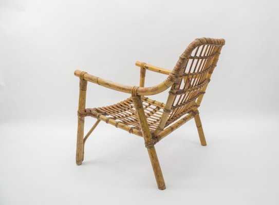 Italian Bamboo & Rattan Armchairs, 1950s, Set of 2-KQB-1060177