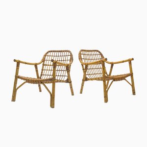 Italian Bamboo & Rattan Armchairs, 1950s, Set of 2-KQB-1060177