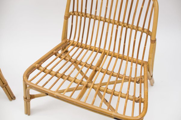 Italian Bamboo & Rattan Armchairs, 1960s, Set of 2-KQB-1154197