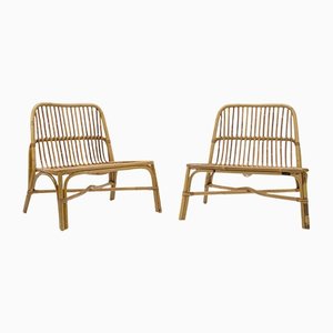 Italian Bamboo & Rattan Armchairs, 1960s, Set of 2-KQB-1154197