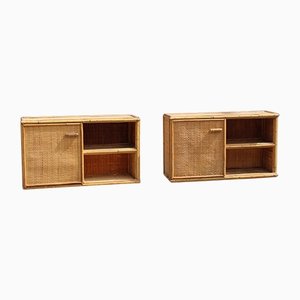 Italian Bamboo Rattan Bedside Tables, 1970s, Set of 2-EH-1251763