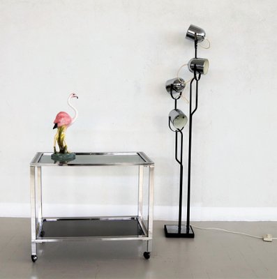 Italian Bar Cart or Trolley in Brass and Chrome, 1970s-VNE-966159