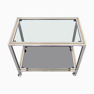 Italian Bar Cart or Trolley in Brass and Chrome, 1970s-VNE-966159