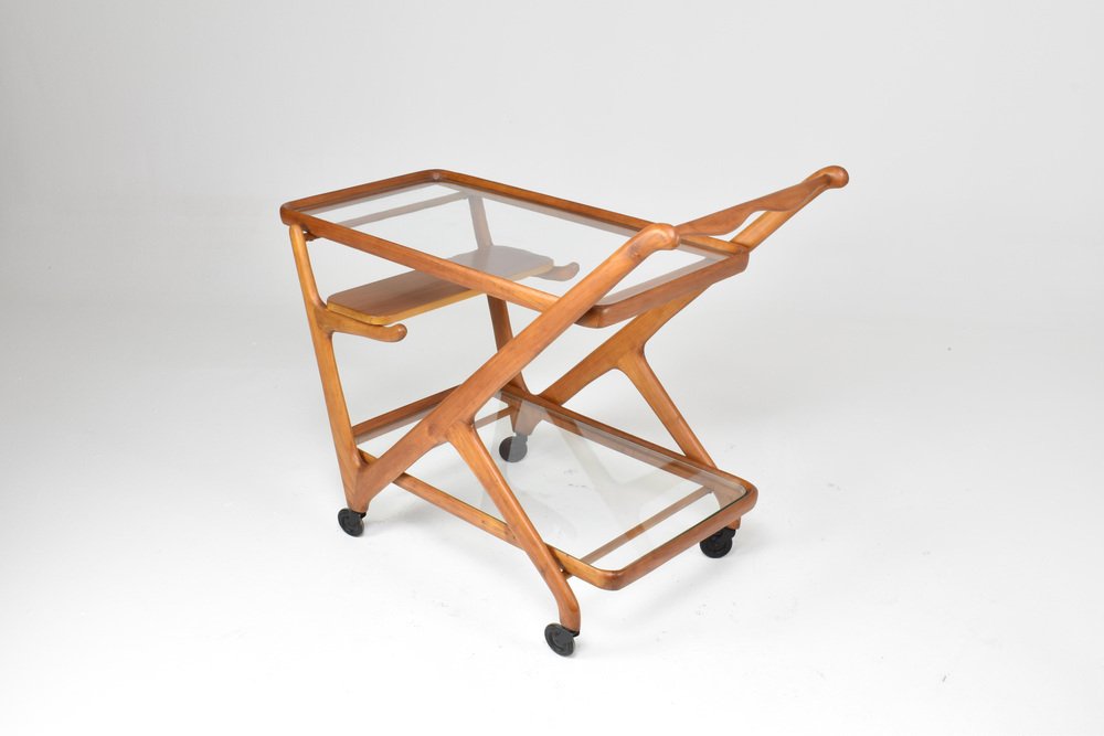 Italian Bar or Serving Cart Trolley attributed to Cesare Lacca for Cassina, 1950s