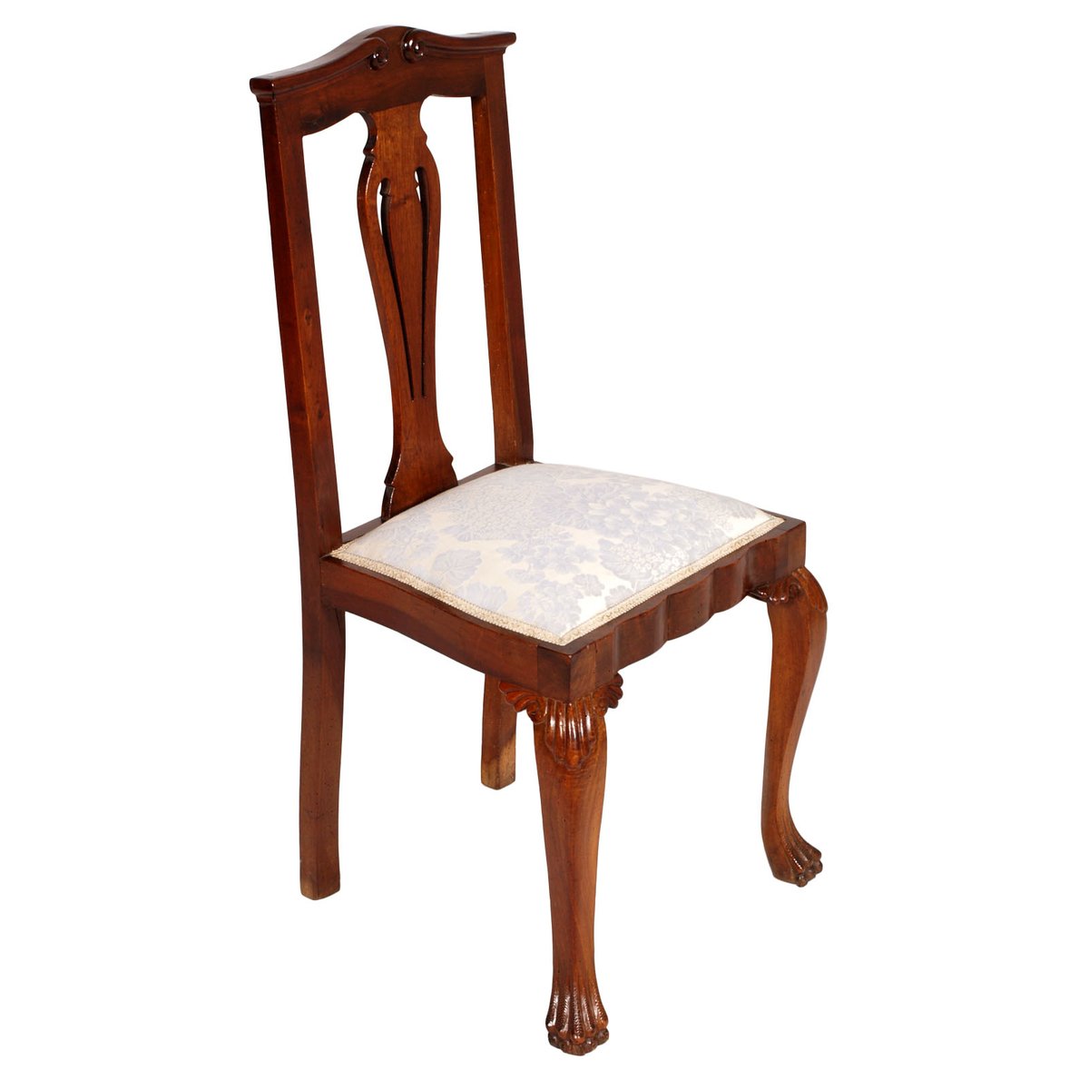 Italian Baroque Chippendale Style Walnut Chairs, 1920s, Set of 6