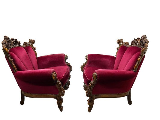 Italian Baroque Style Armchairs, 1970s, Set of 2-UCH-1818961