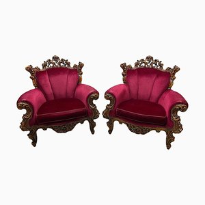 Italian Baroque Style Armchairs, 1970s, Set of 2-UCH-1818961