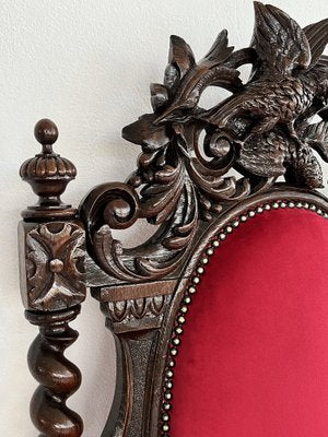 Italian Baroque Throne Armchair in Walnut & in Velvet, 1890-1900s-VNE-1369513