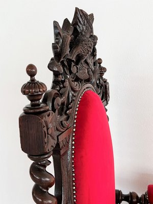 Italian Baroque Throne Armchair in Walnut & in Velvet, 1890-1900s-VNE-1369513