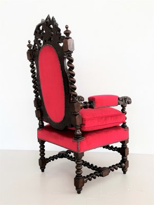 Italian Baroque Throne Armchair in Walnut & in Velvet, 1890-1900s-VNE-1369513