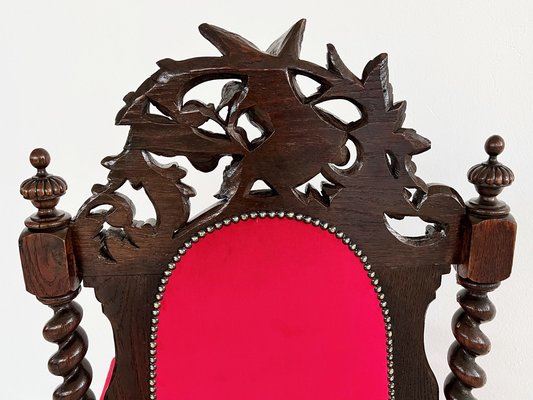 Italian Baroque Throne Armchair in Walnut & in Velvet, 1890-1900s-VNE-1369513