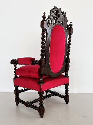 Italian Baroque Throne Armchair in Walnut & in Velvet, 1890-1900s-VNE-1369513