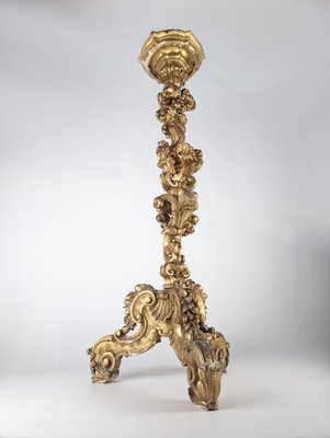 Italian Baroque Torcheres in Golden Wood, 1800s, Set of 2-JJT-1585799