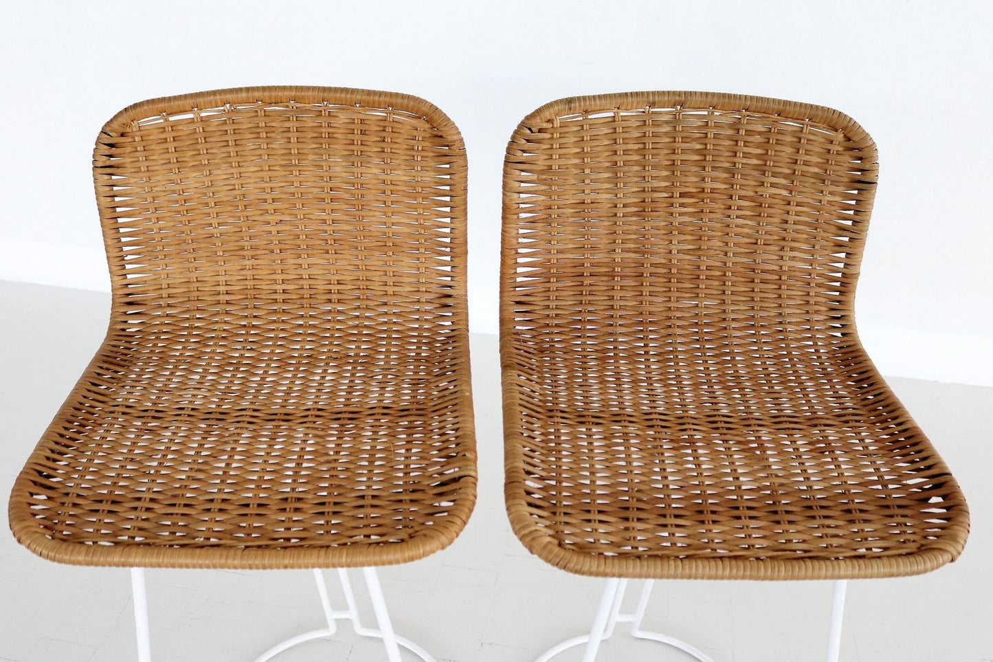 Italian Barstools in Wicker and Metal from Cidue, 1980s, Set of 2