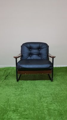 Italian Bauhaus Style Bentwood Armchair with Black Leather Cushion, 1960s-ZST-924062