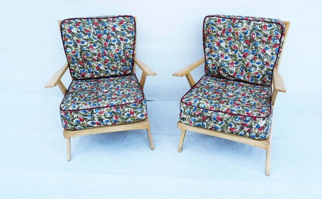 Italian Beech Armchairs, 1950s, Set of 2-WF-1735496