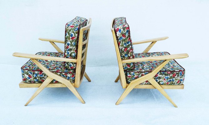 Italian Beech Armchairs, 1950s, Set of 2-WF-1735496