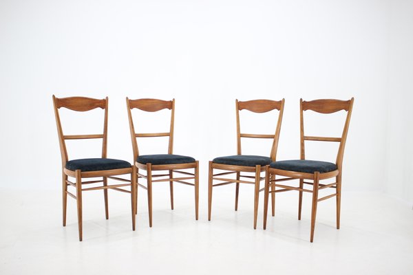 Italian Beech Dining Chairs, 1960s, Set of 4-TZ-582243