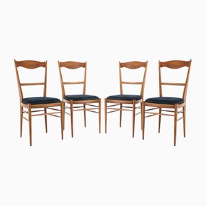 Italian Beech Dining Chairs, 1960s, Set of 4-TZ-582243