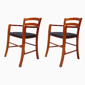 Italian Beech Wood & Leather Model Marocca Chairs by Vico Magistretti for De Padova, 1987, Set of 2-VCV-893968