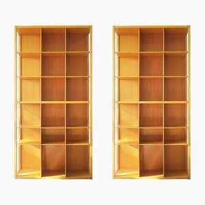 Italian Beech Wood & Metal Bookshelves, 1990s, Set of 2-RD-1394043