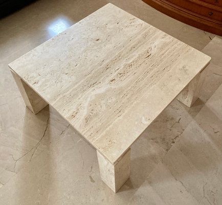 Italian Beige Travertine Marble Coffee Table, 1970s-NOU-845591