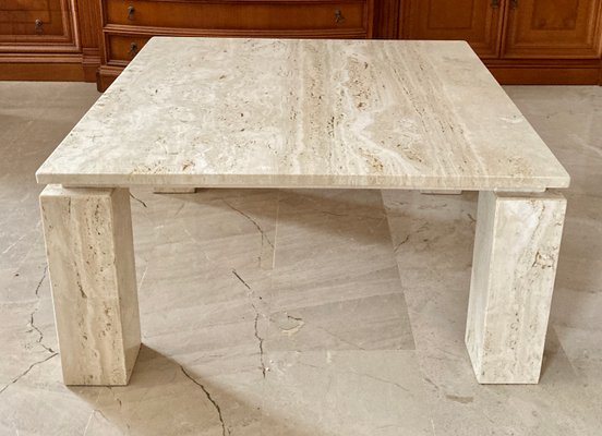 Italian Beige Travertine Marble Coffee Table, 1970s-NOU-845591