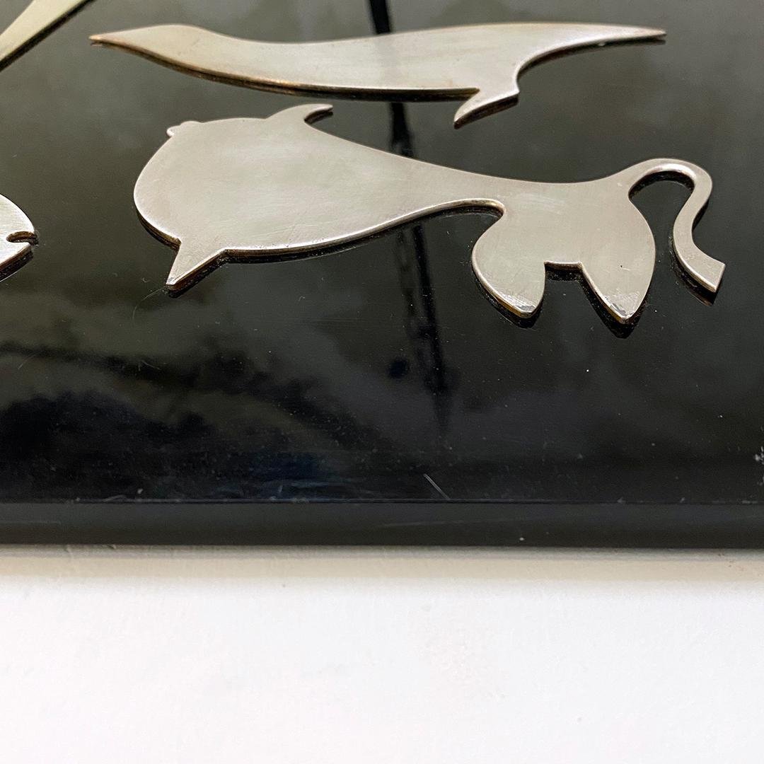 Italian Black Acrylic Glass Decorative Panel with Animal by Lino Sabattini, 1980s