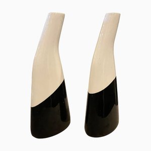 Italian Black and White Ceramic Vases by La Donatella, 1960s, Set of 2-NMK-1240116