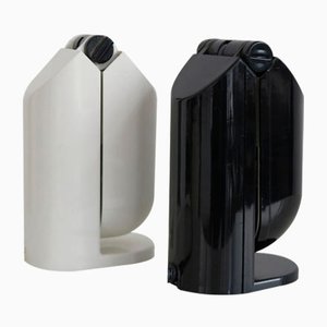 Italian Black and White Plastic Table Lamps, 1960s, Set of 2-CC-1538141