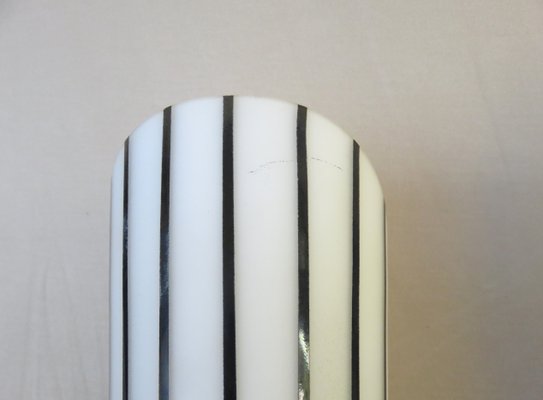 Italian Black and White Striped Enamel Glass and Brass Sconces, 1950s, Set of 4-EY-618636