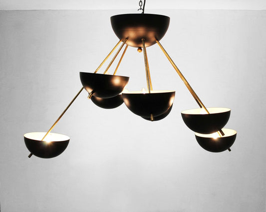 Italian Black Brass Ceiling Lamp in style of Arredoluce, 1960s