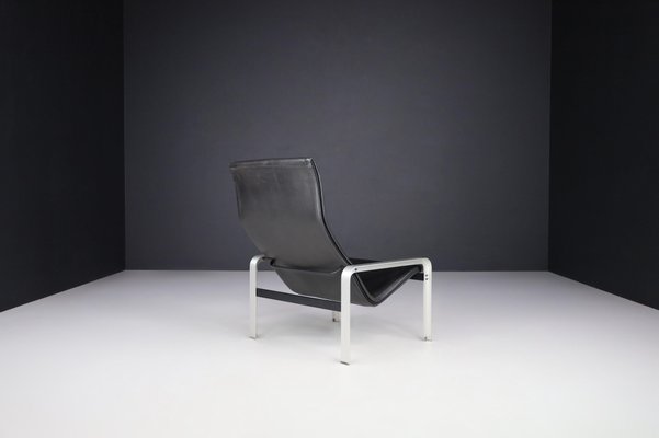 Italian Black Leather Lounge Chair by Matteo Grassi, 1970s-TRW-1797096