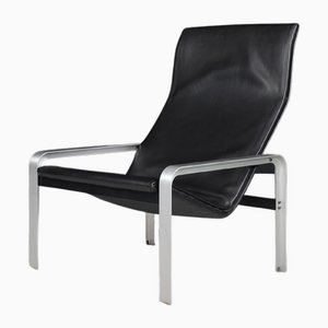 Italian Black Leather Lounge Chair by Matteo Grassi, 1970s-TRW-1797096