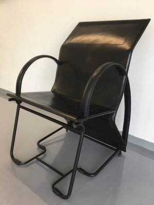 Italian Black Leather Transforming Armchair, 1970s-YNX-1372161