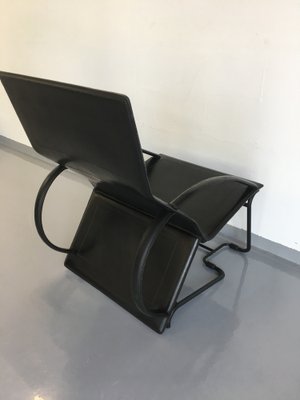 Italian Black Leather Transforming Armchair, 1970s-YNX-1372161