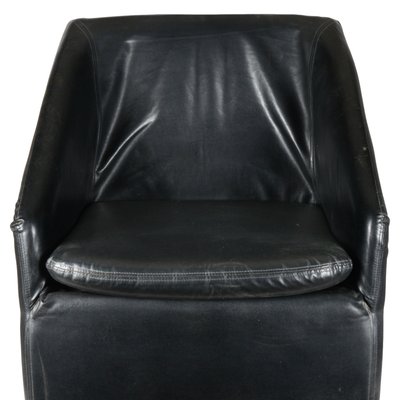 Italian Black Leatherette Armchair, 1980s-RAQ-417522