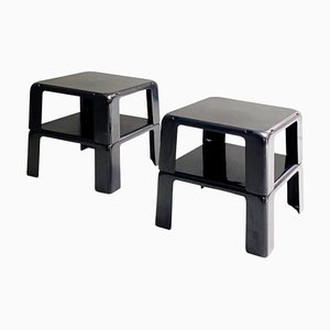 Italian Black Plastic Square 4 Coffee Tables by Mario Bellini for B&b, 1970s, Set of 2-GDD-1351665