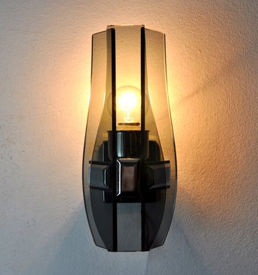 Italian Black Veca Wall Lamp in Cut Murano Glass, 1970-EJE-1327994