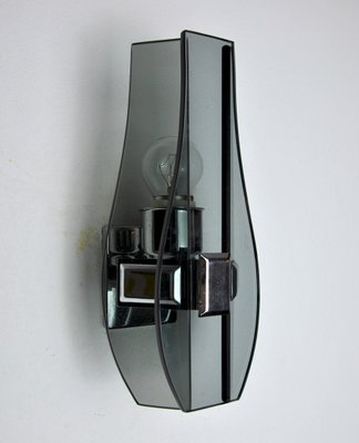 Italian Black Veca Wall Lamp in Cut Murano Glass, 1970-EJE-1327994