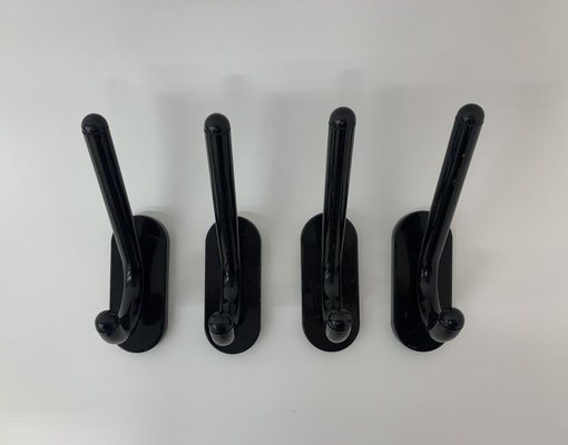 Italian Black Wall Coat Hangers from Con & Con, 1970s, Set of 4-BGP-1325278