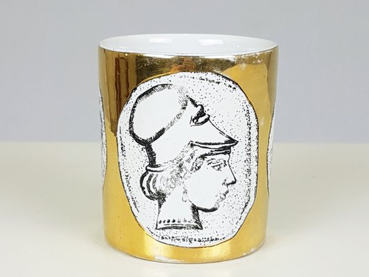 Italian Black White & Golden Cup-Pencil Holder by Bucciarelli, 1960s-RD-2022622