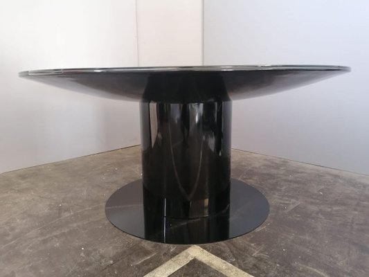 Italian Black Wood Lacquered & Glass Table In the Style of Sabot-HZ-835882